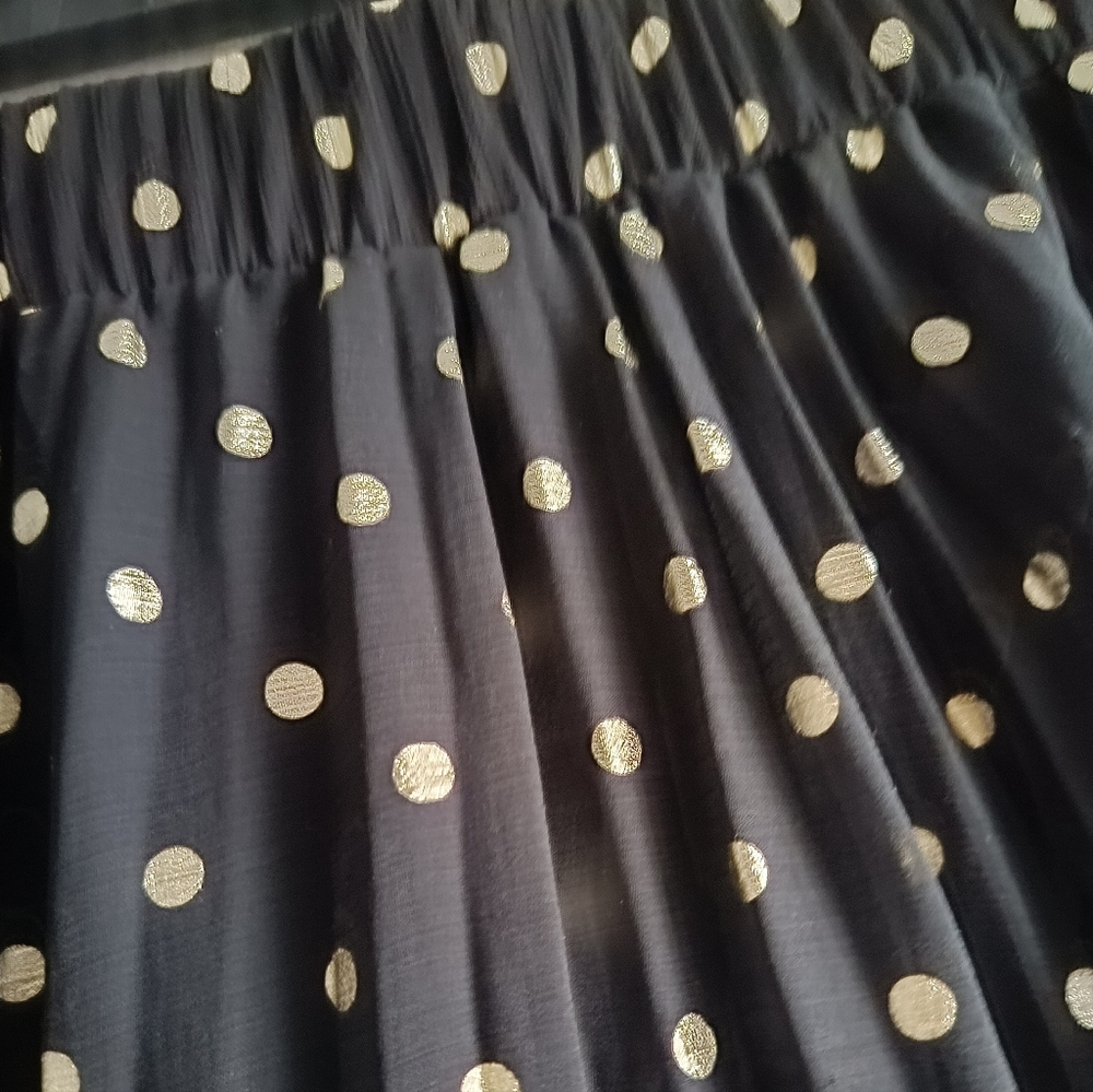 M💥Gold Polka Dot Pleated Midi Skirt for Cocktail Events - Picture 6 of 11